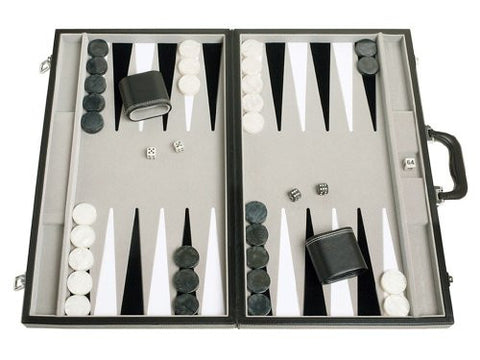 21'' Black Leatherette Attache Backgammon Set