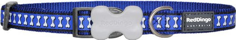 Reflective Lots-a-Bones Dark Blue Dog Collar,Small
