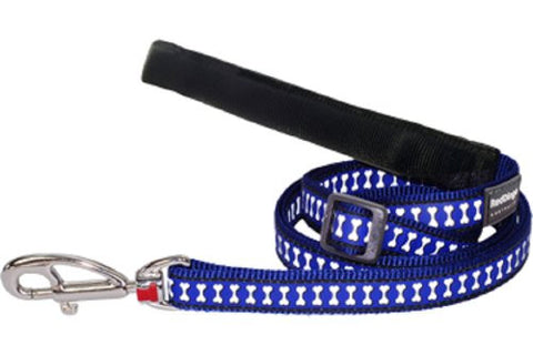 Reflective Lots-a-Bones Dark Blue Dog Lead,Medium/Large