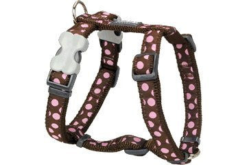 Pink Spots On Brown Dog Harness,Medium/Large