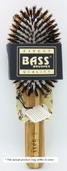 Bass Large Oval: Cushion Style, 100% Wild Boar Bristles, Beveled Wood Handle Brush- Striped