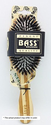 Bass Large Oval: Cushion, Wild Boar/Nylon Bristle, Wood Handle Brush- Striped