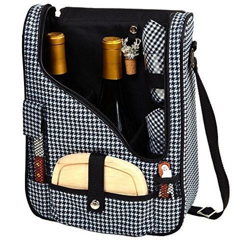Two Bottle Wine and Cheese Cooler Houndstooth