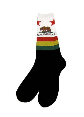 Men's California Flag Crew Socks, Black
