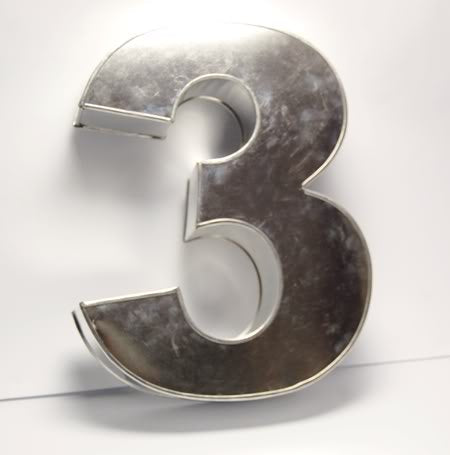 Large Number Three Cake Tin 14" x10" x3" (approximate)