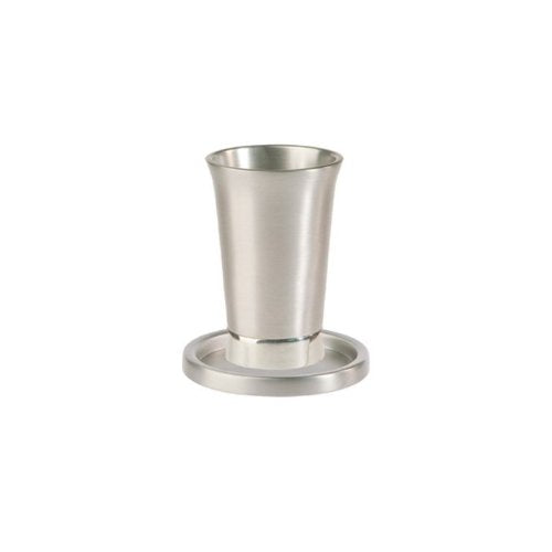 Kiddush Cup and Plate - Anodize - Silver, 4.5x4 inch