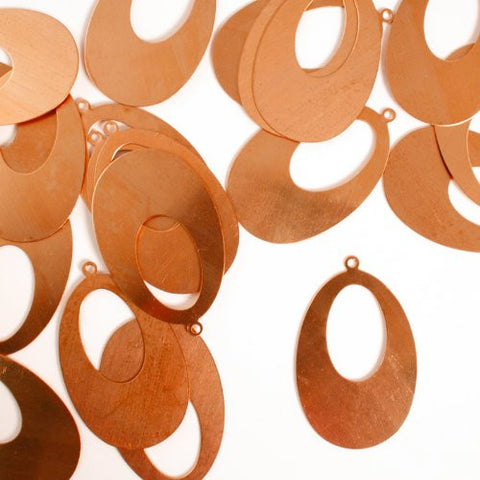 Offset Oval Washer w/ Ring, 2"- Stamping Blank - Copper (24pc)