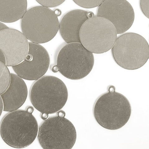 Tag, Circle, w/ Ring, 1/2"- Stamping Blank - Nickel Silver (24pc)