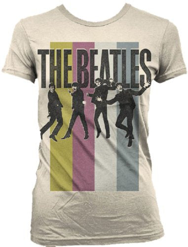 The Beatles Stripes Standing Group Girlie T-Shirt Size L