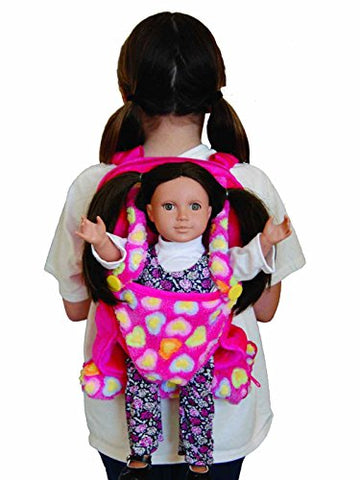 Child's Backpack with 18" Doll Carrier & Sleeping Bag - Pink