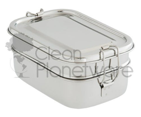 2 Layer Rectangular Stainless Steel Lunch Box