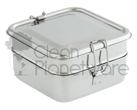 2 Layer Square Stainless Steel Lunch Box
