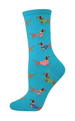 Women's Haute Dog Socks, Blue Lagoon
