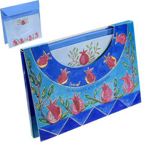 Set of 10 Notelets and Envelopes - Large - Pomegranates, 7.5x5.1 inch