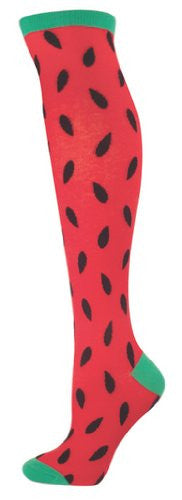 Women's Knee High Cool Watermelon Socks, Hibiscus Red