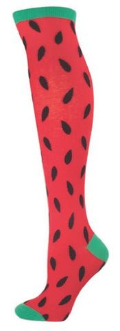 Women's Knee High Cool Watermelon Socks, Hibiscus Red