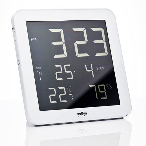 Braun Temperature/Humidity Quartz Wall Clock, White