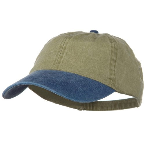 Otto, Washed Two Tone Pigment Dyed Cotton Twill Brass Buckle Cap - Navy Khaki (fitting up to XL size)