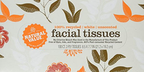 Natural Value 2-Ply Unscented Facial Tissues (100 Count)