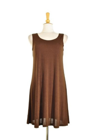 BNS Short Tank Dress Sleeveless - Brown, Large