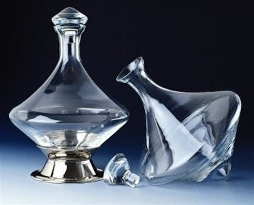 Orbital Decanter with Silver Plated Base and Crystal Stopper