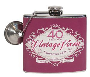 Vintage Vixen 40 Milestone Flask 40th Birthday Gift