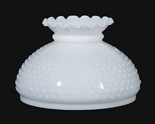10" Opal Glass Hobnail Shade, Crimped Top