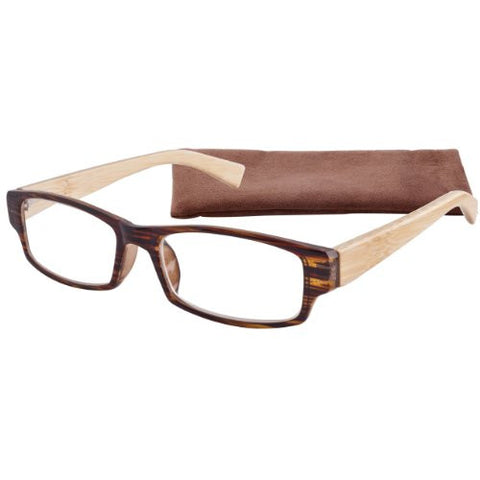 "Striated Bamboo" Men's Reading Glasses with Matching Case By ICU