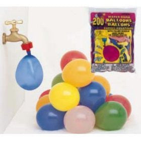 Water Bomb Balloons W/Nozzle 200/Pkg - Multicolor