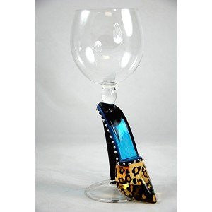Wine glass /leopard design shoe