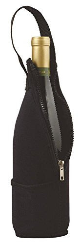 Black Zip-N-Go Neoprene Zippered Wine Bottle Travelers Tote Bag