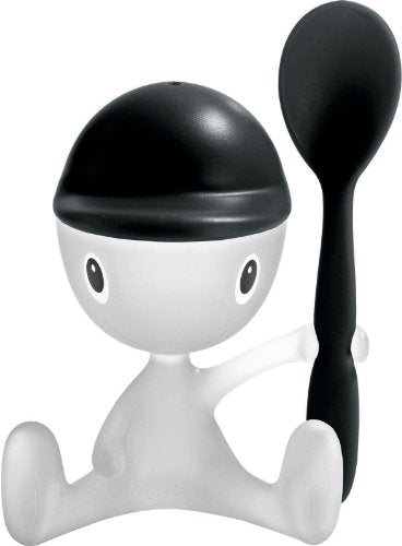 Egg Cup with Salt Castor and Spoon, Black, 4½ in.