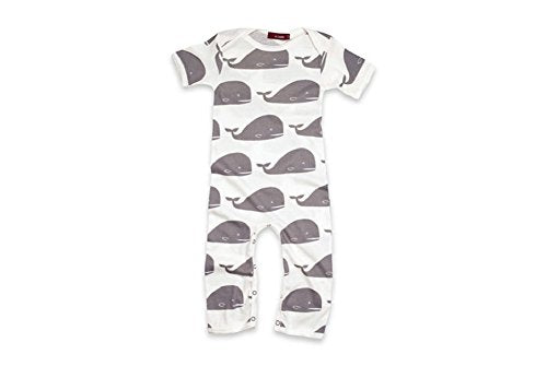 Short Sleeve Romper, Grey Whale- 12-18M