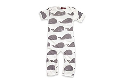 Short Sleeve Romper, Grey Whale- 12-18M