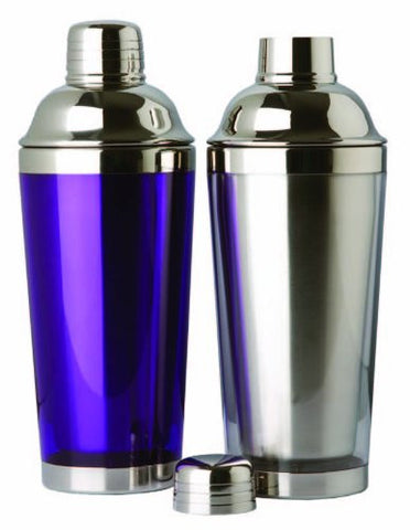 Double Wall Stainless Steel Cocktail Shaker, 16 oz., Blue