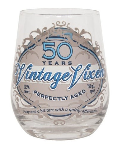 Vintage Vixen Milestone Wine Glass 50 Years