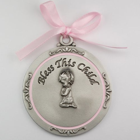 Girl Crib Medal W/pink Epoxy