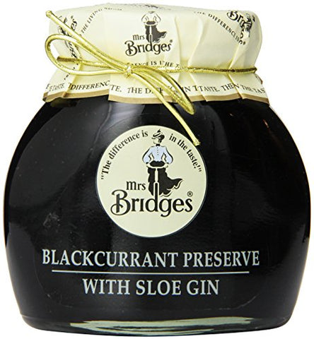 Mrs Bridges Blackcurrant Preserve with Sloe Gin, 12oz jar