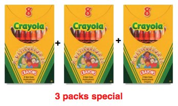 8 ct. Crayons, Multicultural Colors - Tuck Box, 3-5/8" x 5/16