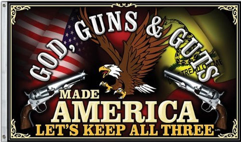 God, Guns & Guts 3' X 5' Flags