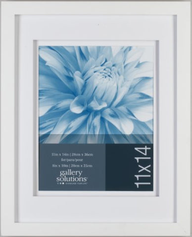 GALLERY SOLUTIONS 11X14 WHITE W/ WHITE MAT AIRFLOAT MAT TO 8X10