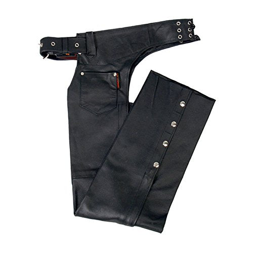 Hot Leathers Best Selling Fully Lined Unisex Leather Chaps, Large
