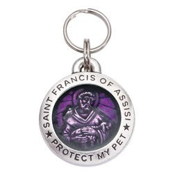 Pewter St. Francis Pet ID Tag - Amethyst