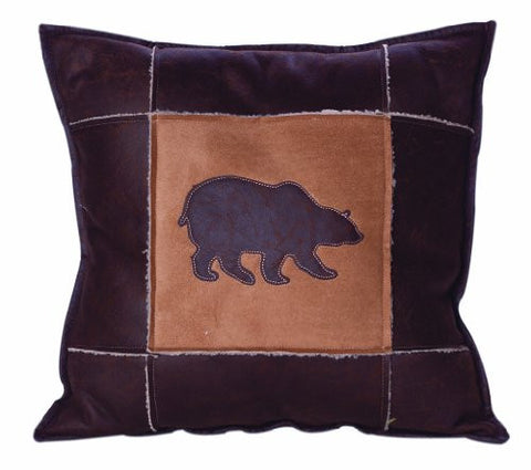 Highland Creek Pillow, Bear Faux Leather/Faux Suede