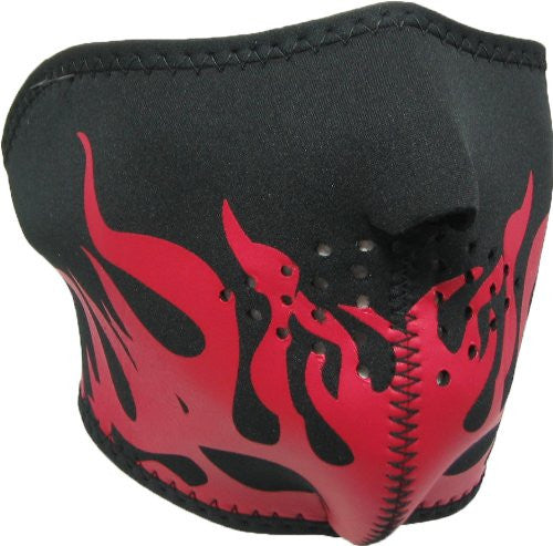 Face Mask, 1/2 Red Flames Neoprene