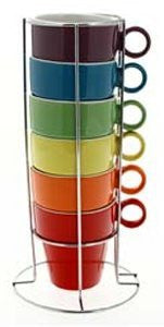 JJA So Fresh So City Cappuccino Cup Set Multi-Coloured with Rack (8 oz)