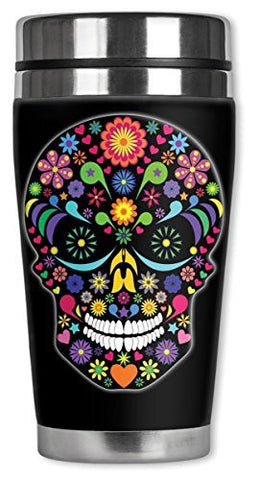 Travel Mug - Multi Color Sugar Skull