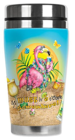 Travel Mug - Flamingo Drinking
