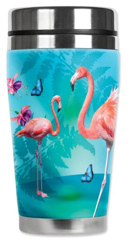 Travel Mug - Flamingo's & Butterflies