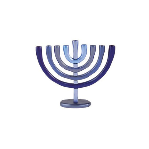 Hanukkiah - Anodize - Menorah - Blue, 11x10 inch